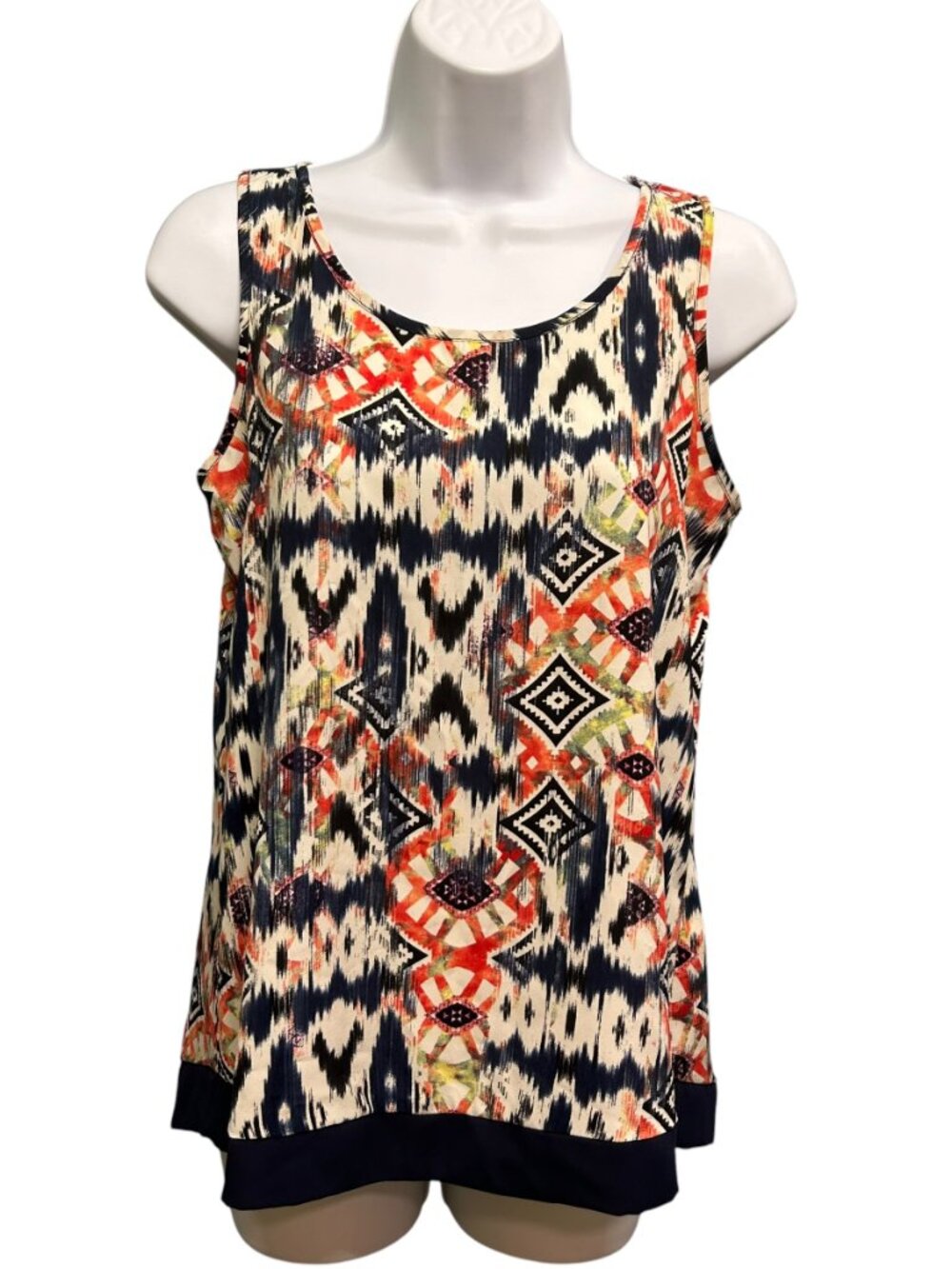 Saks Fifth Avenue Red Sleeveless Top Size XS Boho Geometric Print